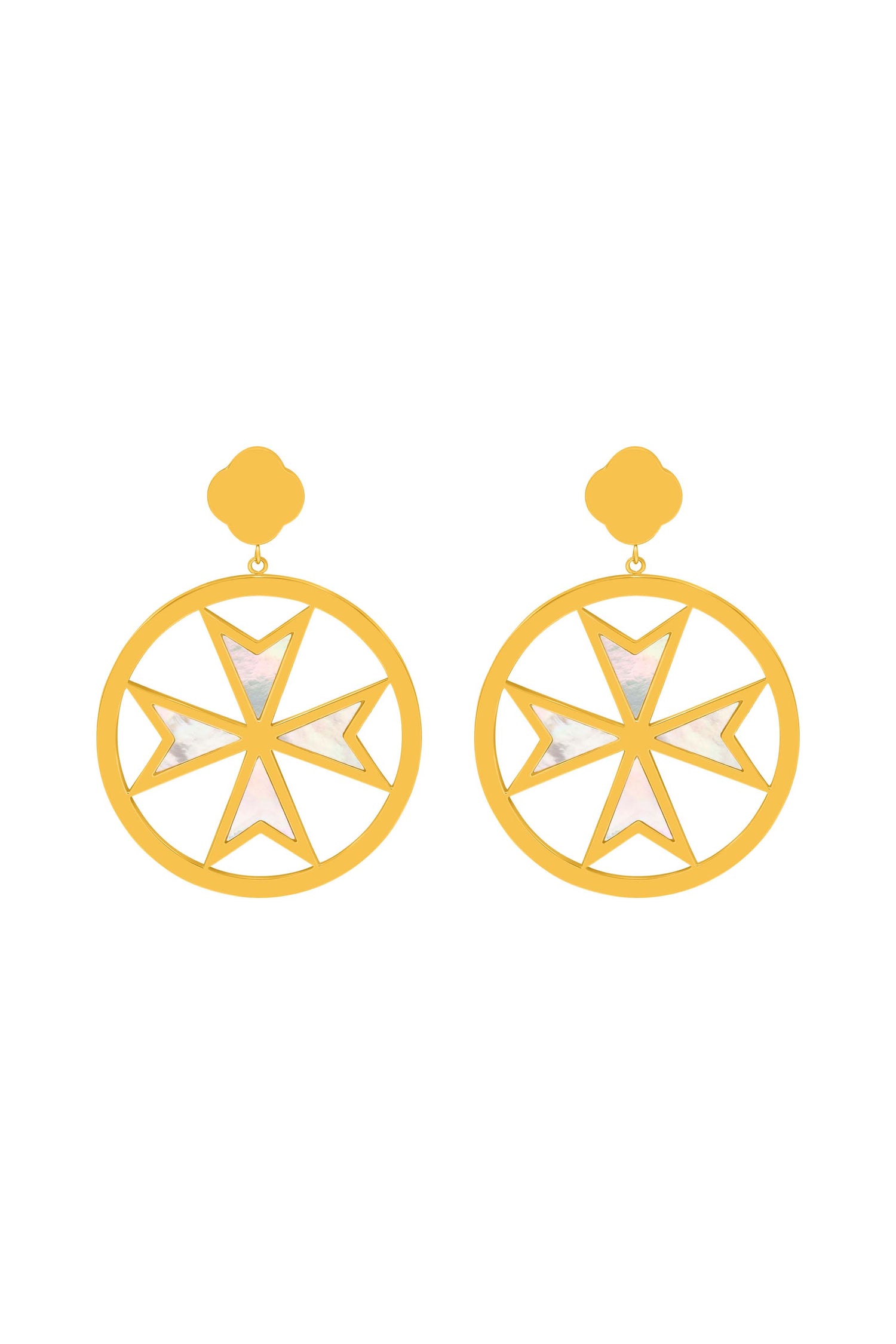 Maltese Cross Madre Perla Earring Set