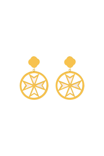 Maltese Cross Madre Perla Petite Earring Set