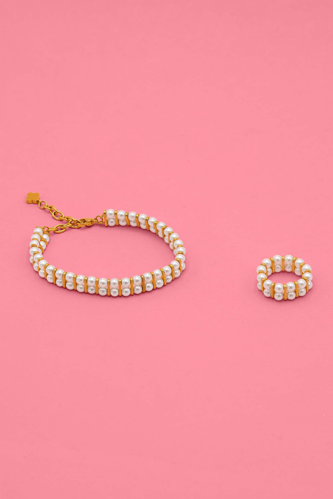 Twin Pearl Ring &amp; Bracelet Gift Set
