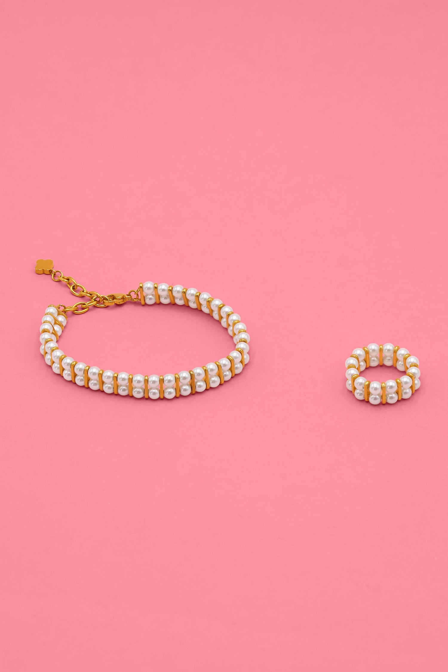 Twin Pearl Ring &amp; Bracelet Gift Set