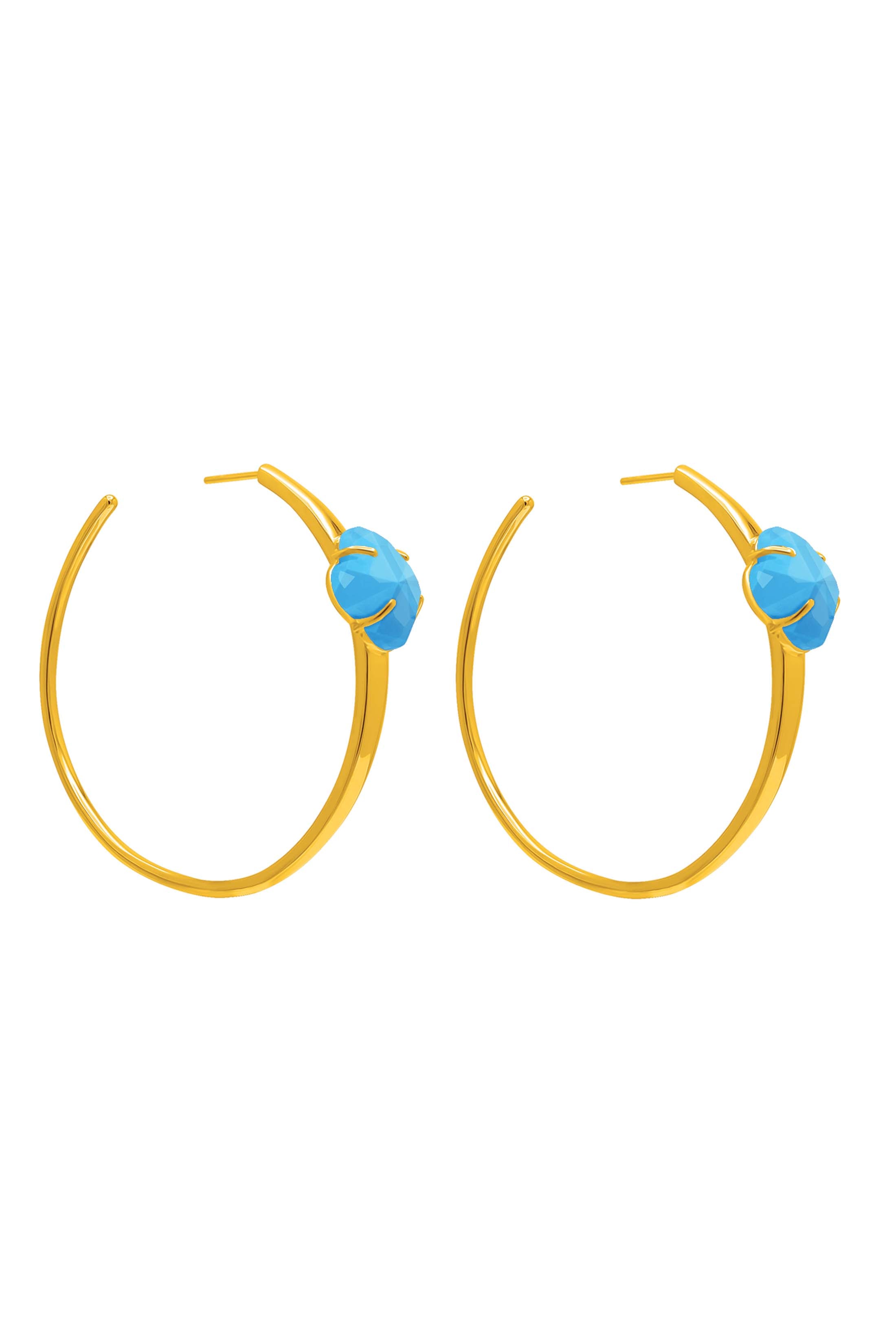 Stone Station Turquoise Stone Oversized Hoop Earring Set