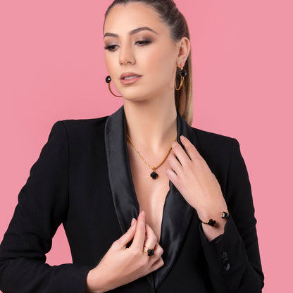 Stone Station Midnight Sparkle Stone Oversized Hoop Earring Set