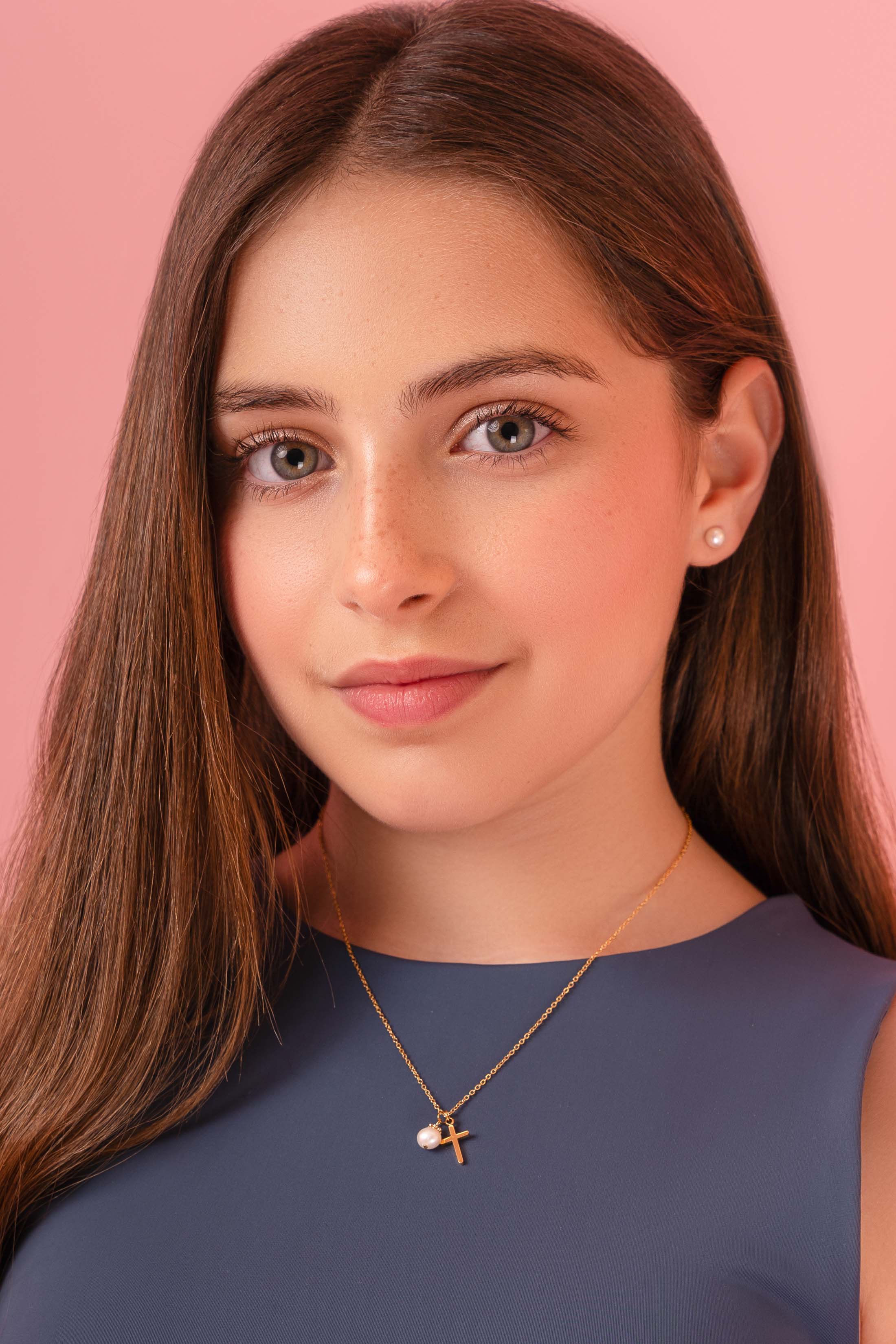 Cross &amp; Pearl Gold Necklace