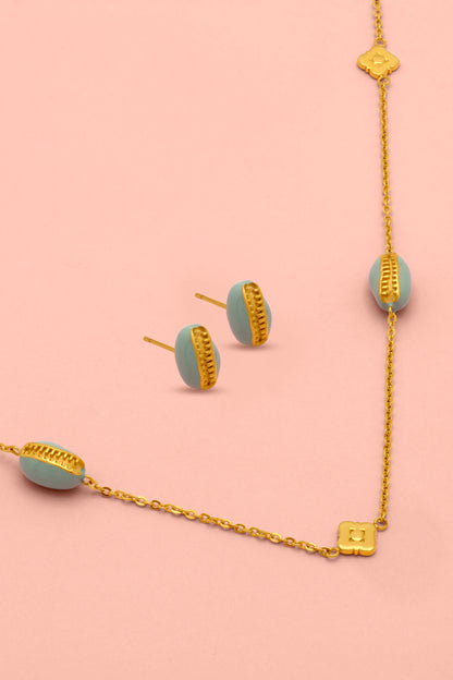 Capri Blu Shell Necklace &amp; Stud Earrings Gift Set