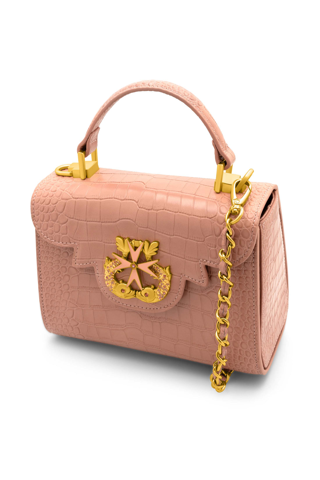 Bridgetina Croc Embossed Pink Bag