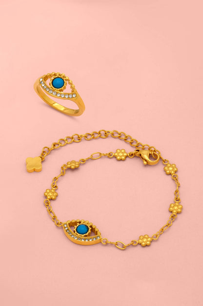 Milos Evil Eye Ring &amp; Bracelet Gift Set