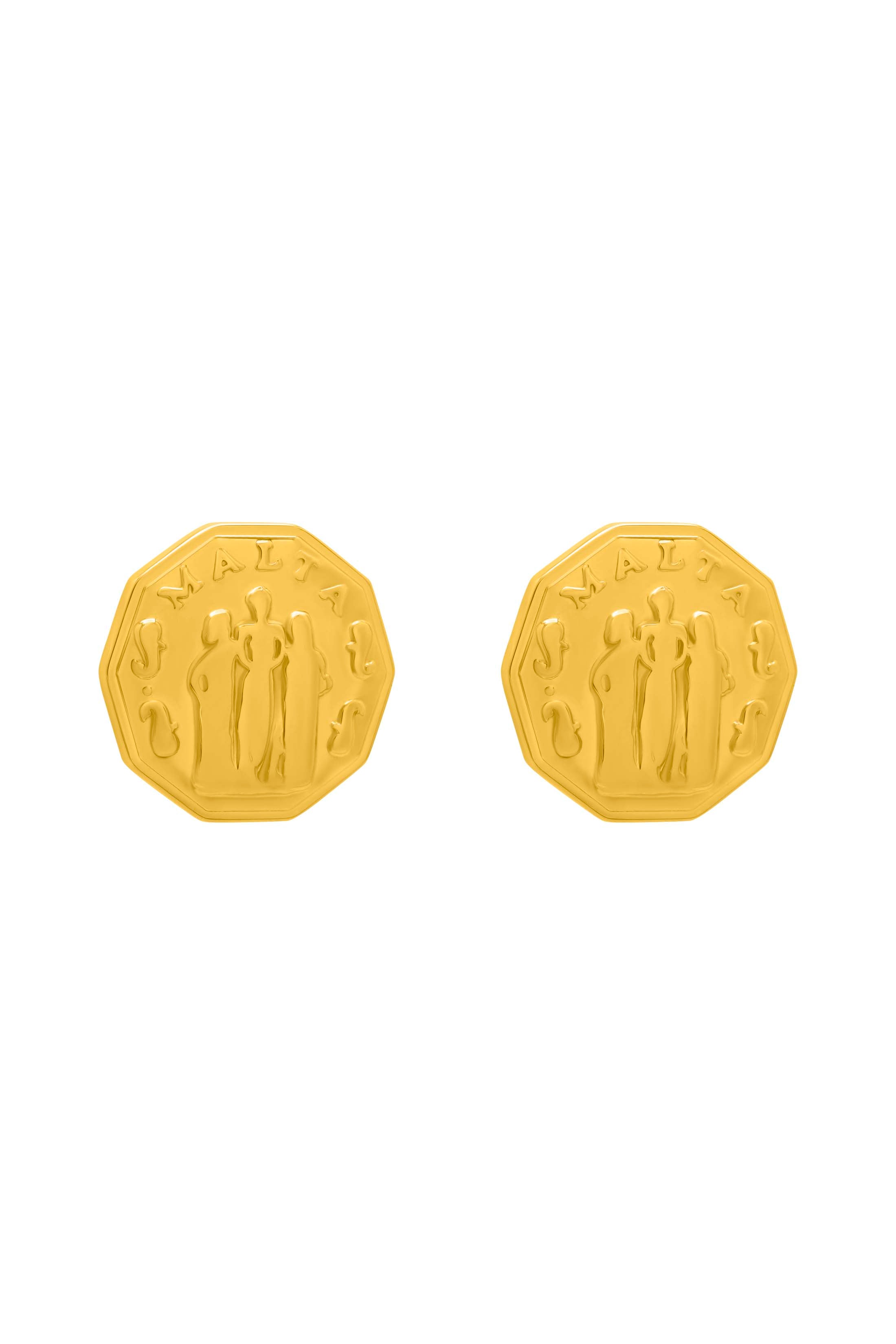 Fortitude, Faith &amp; Hope Coin Statement Stud Earrings Set