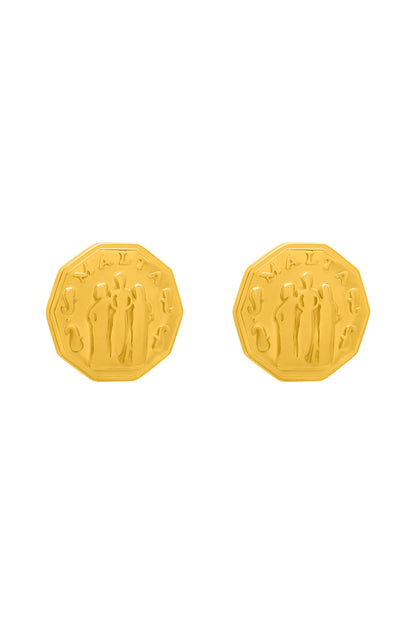 Fortitude, Faith &amp; Hope Coin Statement Stud Earrings Set
