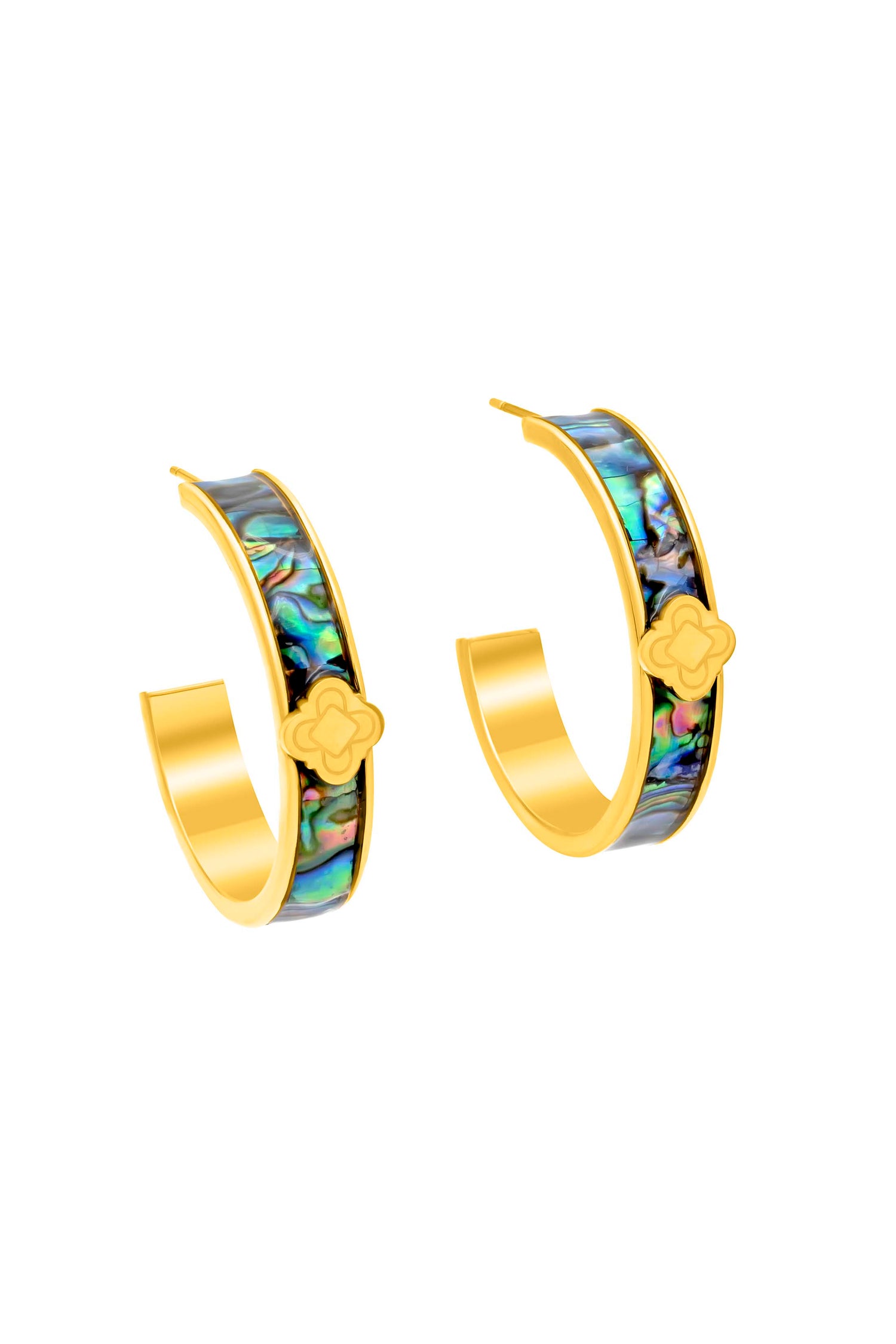 Blue Lagoon Abalone Medium Hoop Earring Set