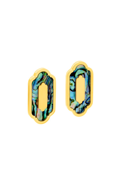 Blue Lagoon Abalone Statement Stud Earring Set &amp; Charm Necklace Gift Set