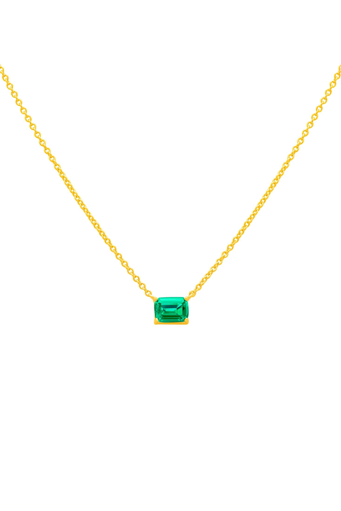 Emerald Solitaire Necklace in 18k Gold Vermeil