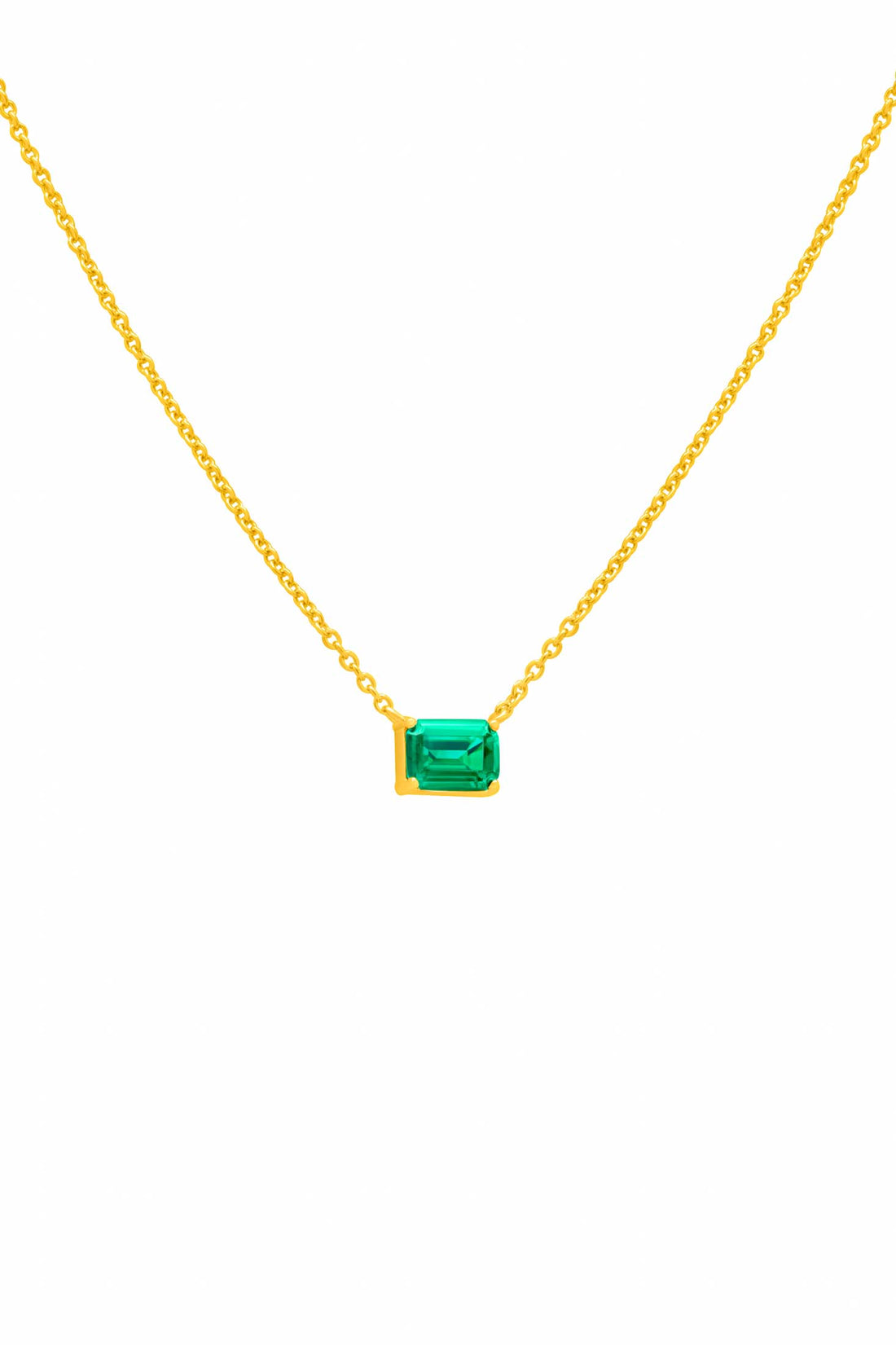 Emerald Solitaire Necklace in 18k Gold Vermeil