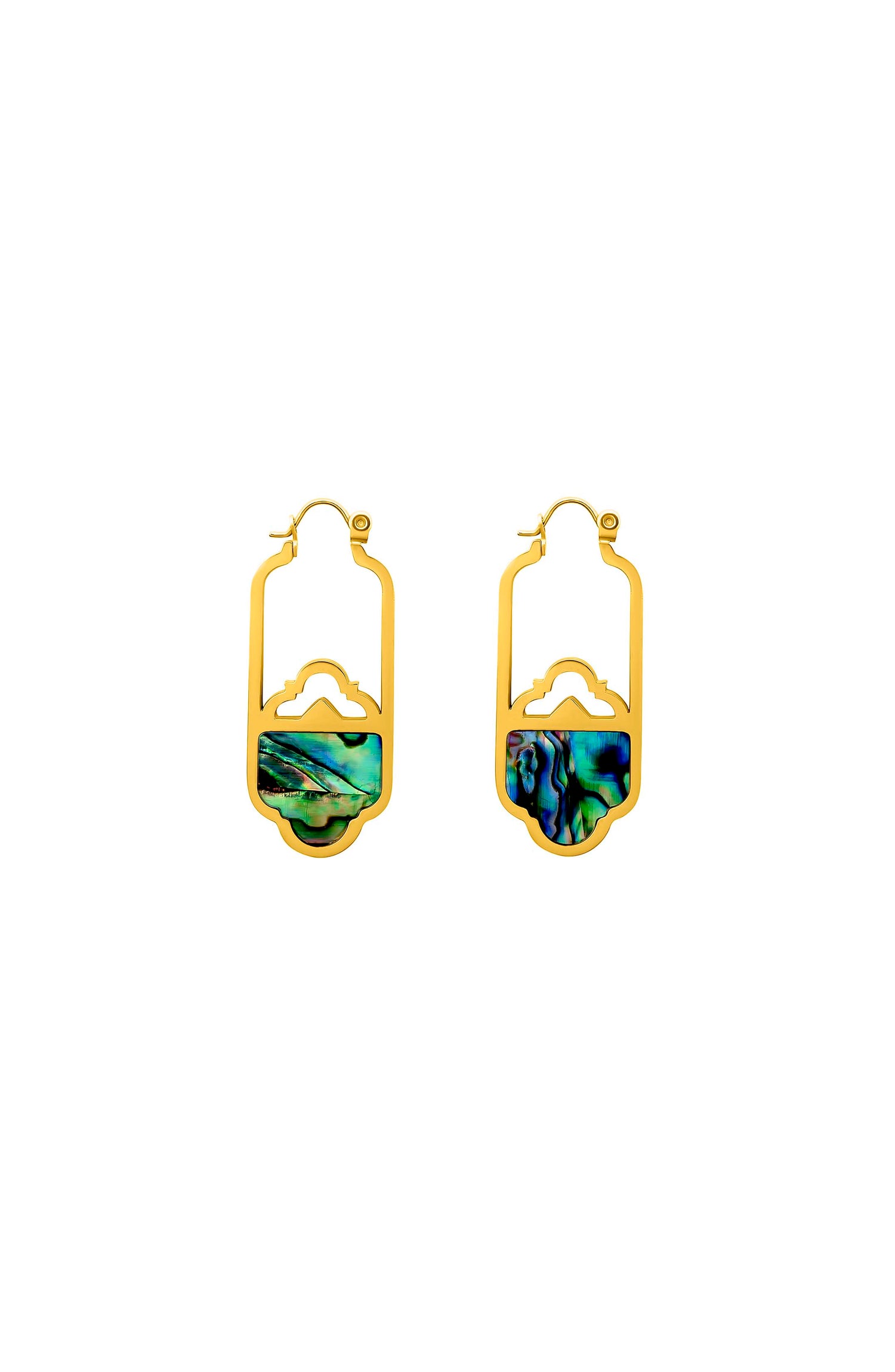 Blue Lagoon Abalone Hollow Hoop Earring Set