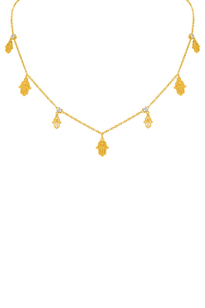 Hamsa Eye Multi Charm Necklace