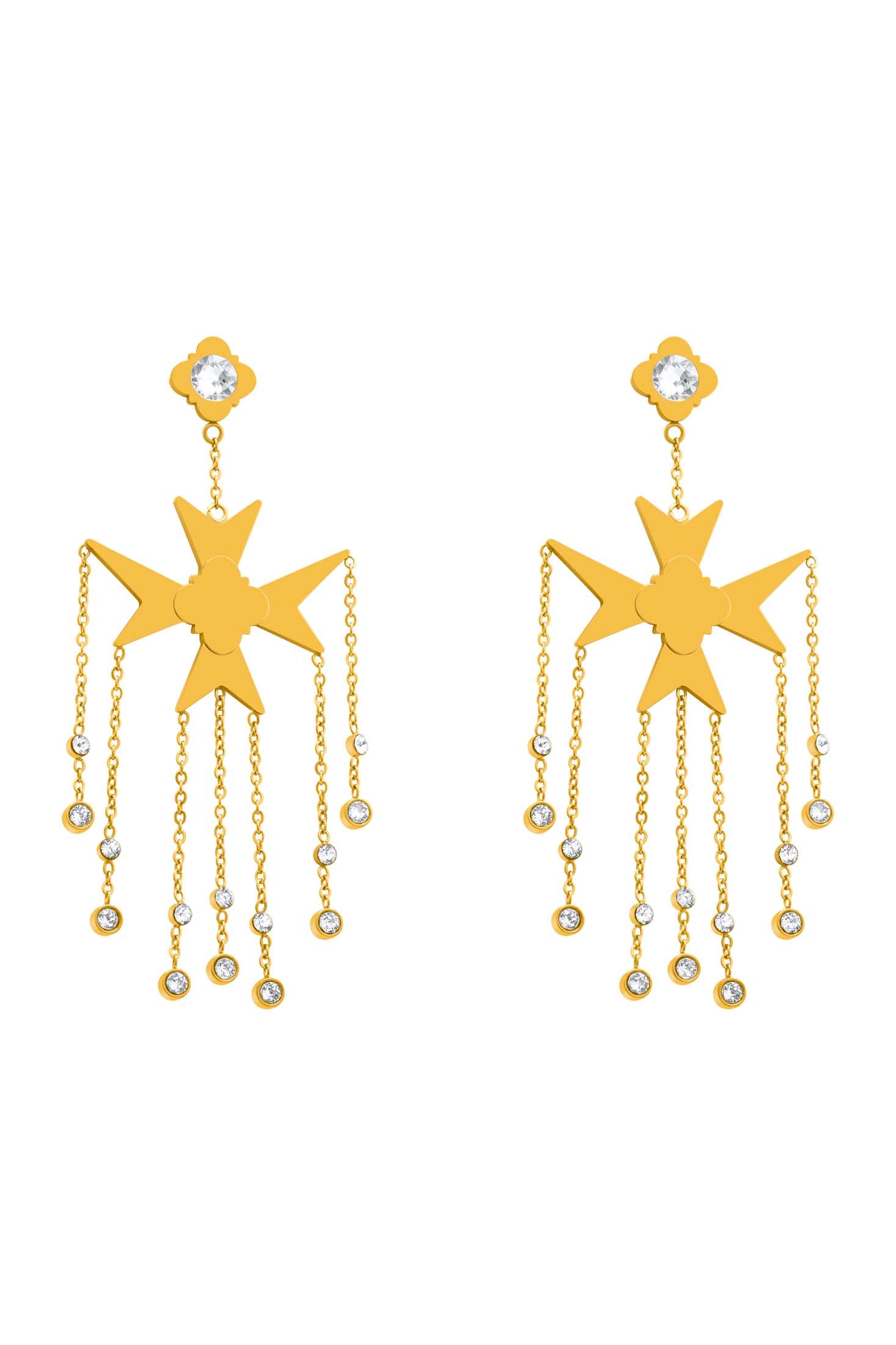 Maltese Cross Chandelier Earring Set