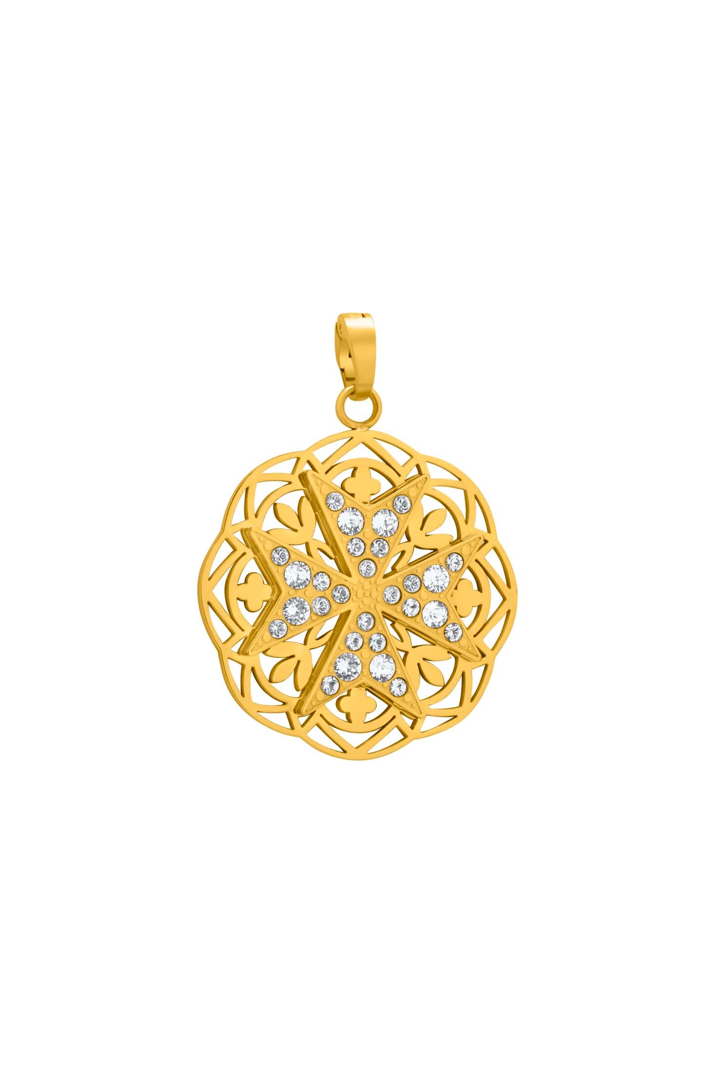 Maltese Cross Crystal Large Hollow Pendant – Carisma Collections