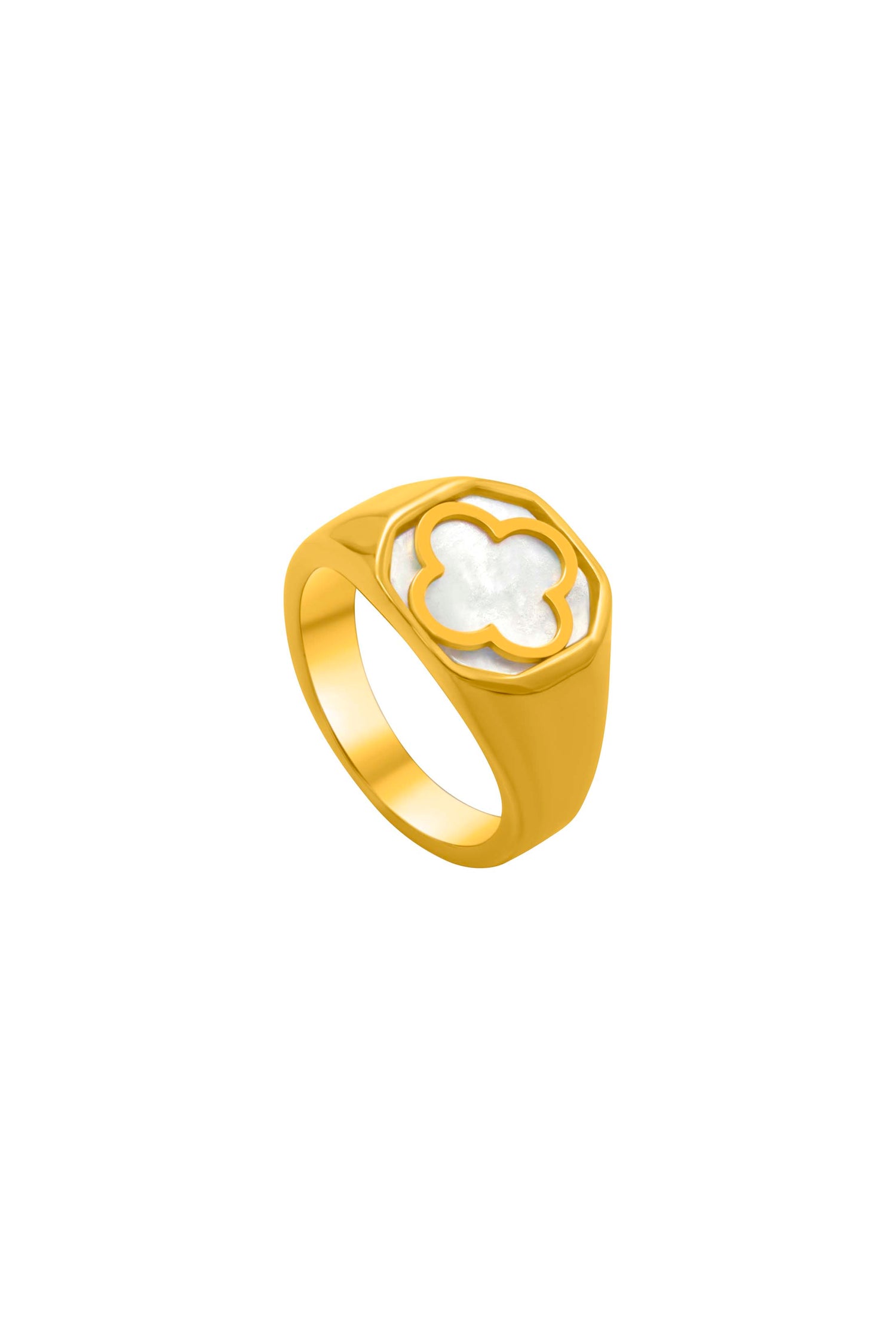 Octagonal Madre Perla Ring