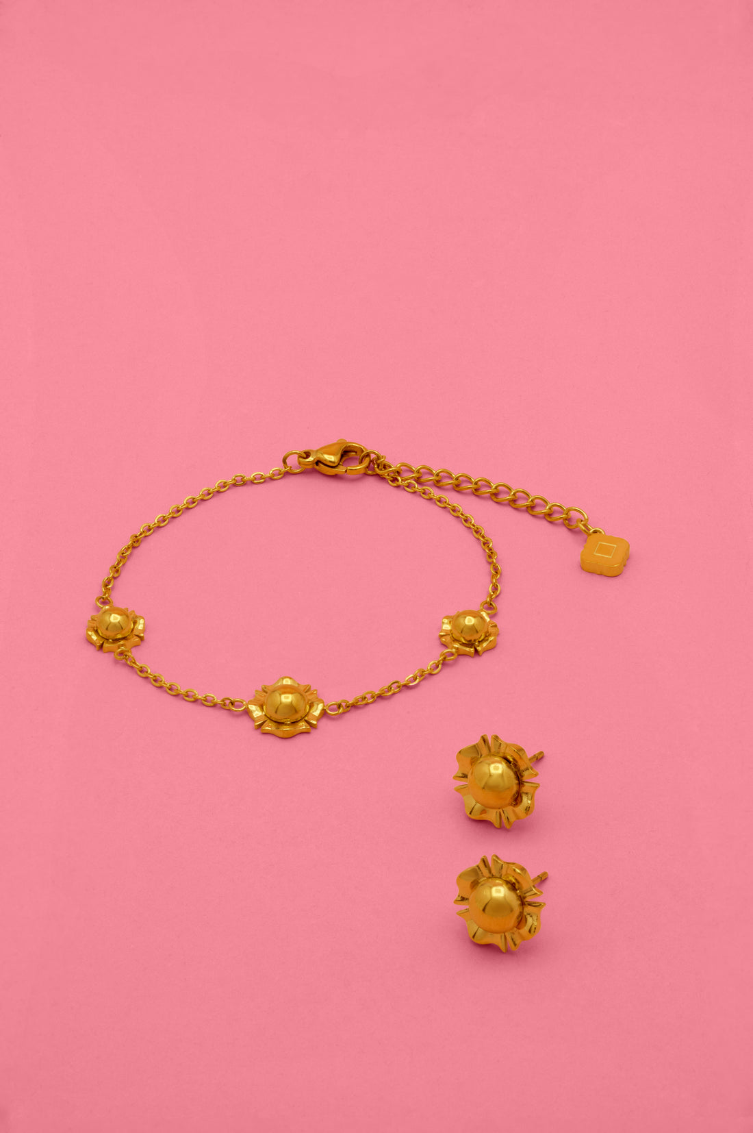 Golden Bloom Stud Earring Set &amp; Bracelet Gift Set