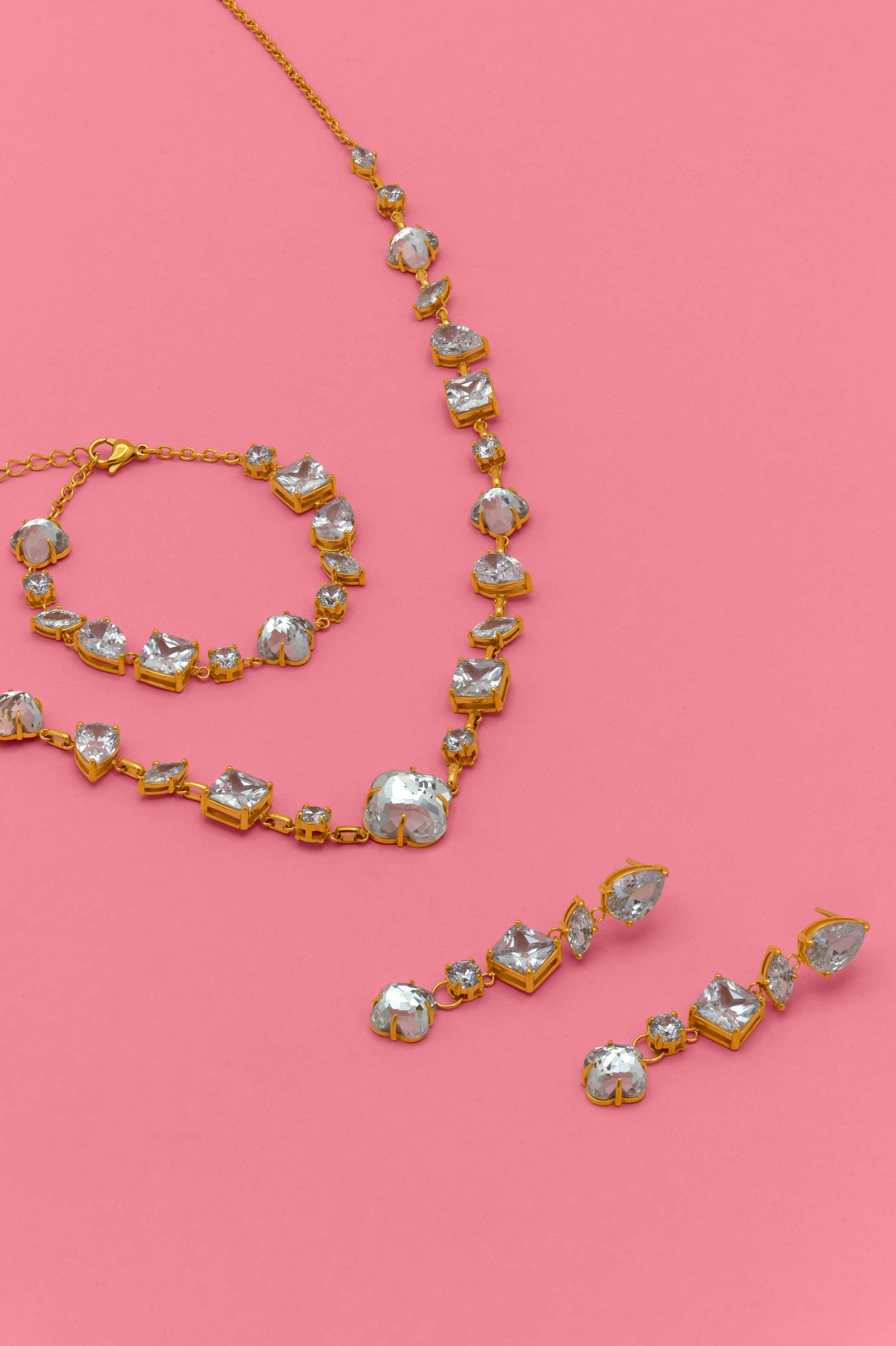 Sinfonija Brillantina Stone Drop Stud Earring Set, Necklace &amp; Bracelet Gift Set