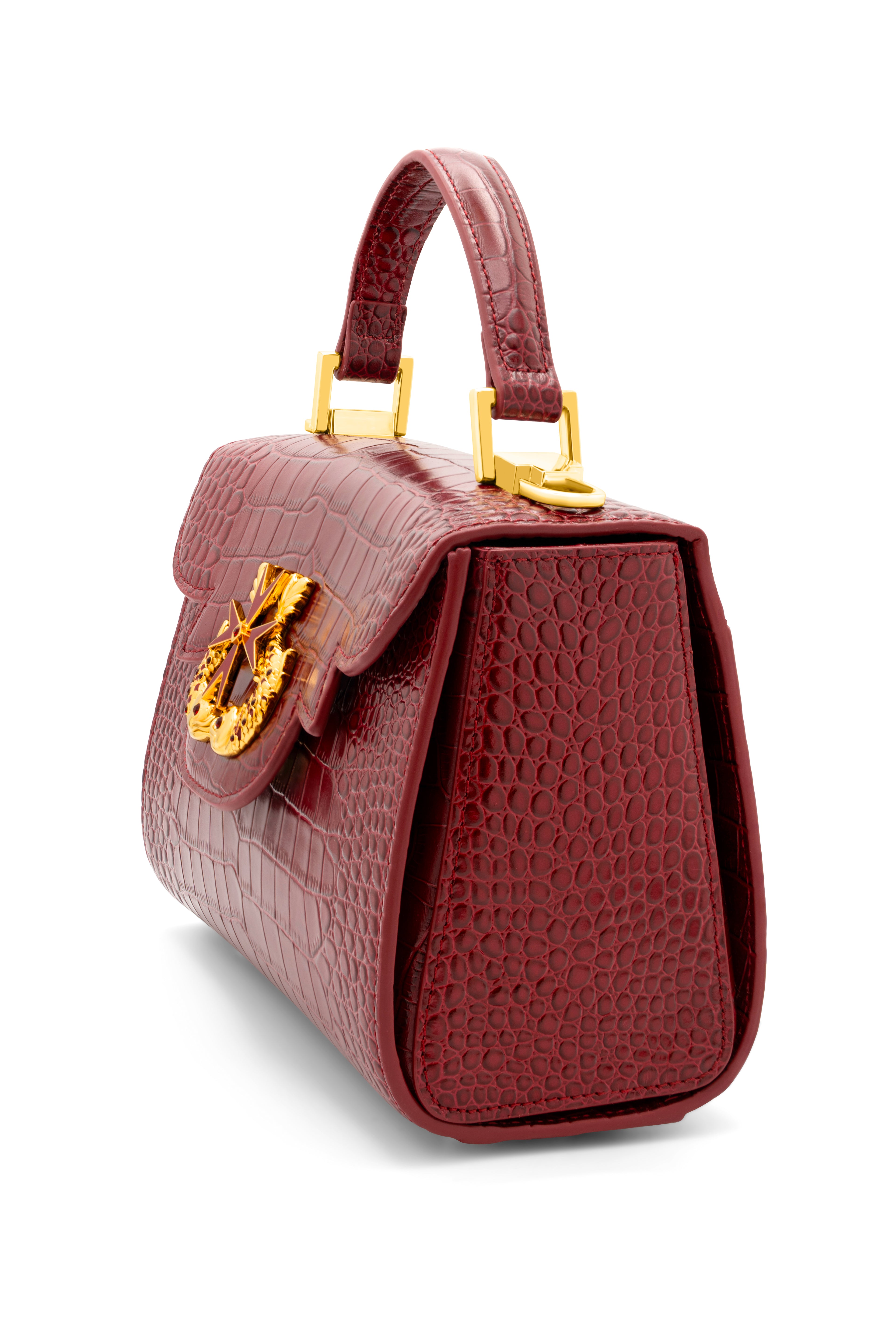 Bridgetina Croc Embossed Merlot Bag