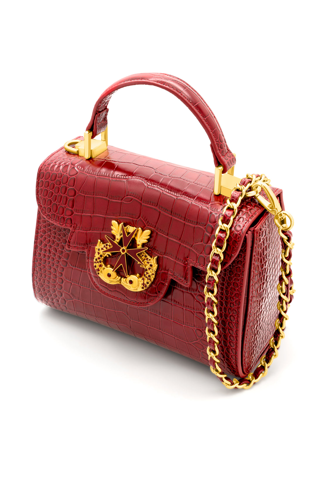 Bridgetina Croc Embossed Merlot Bag