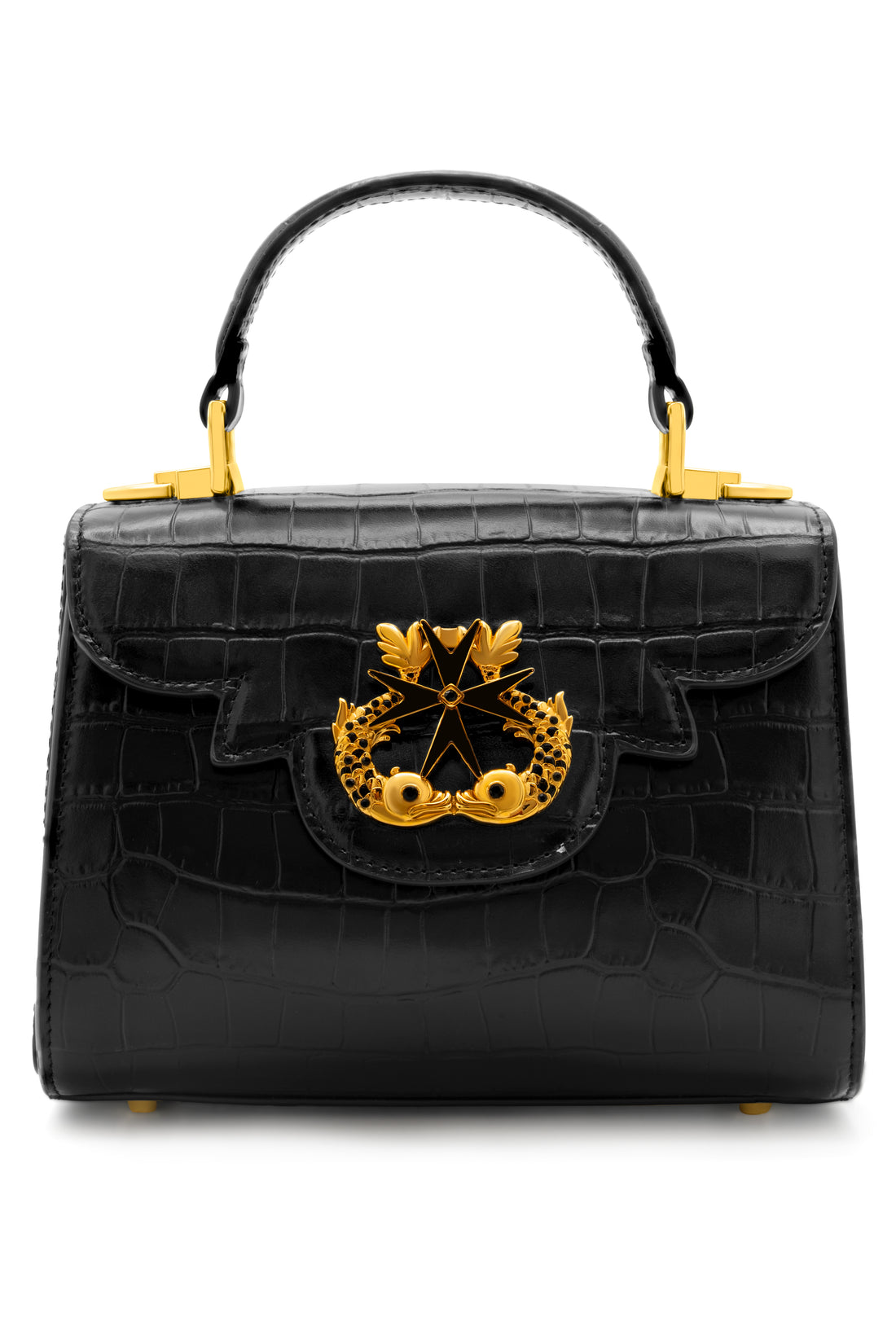 Bridgetina Croc Embossed Black Bag