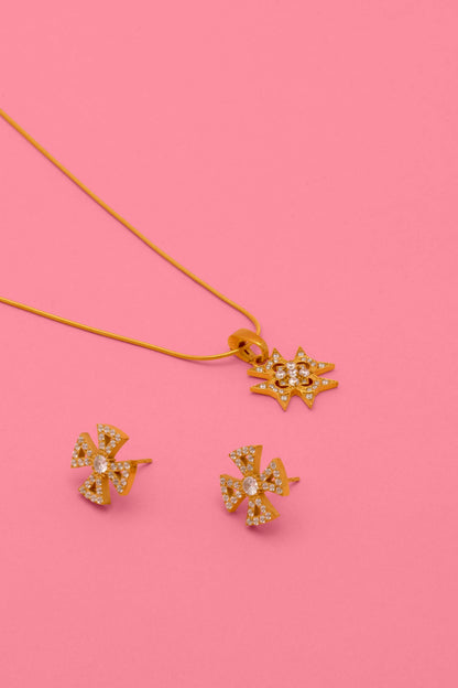 Crystal Maltese Cross Pendant &amp; Stud Earring Set Gift Set