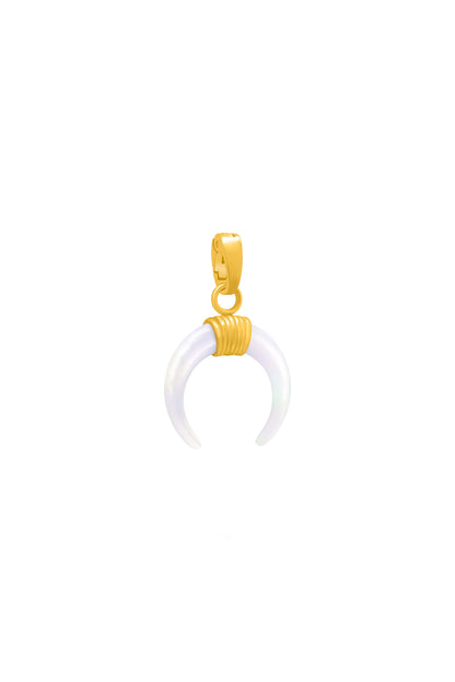 Crescent Mother of Pearl Horn Charm Pendant