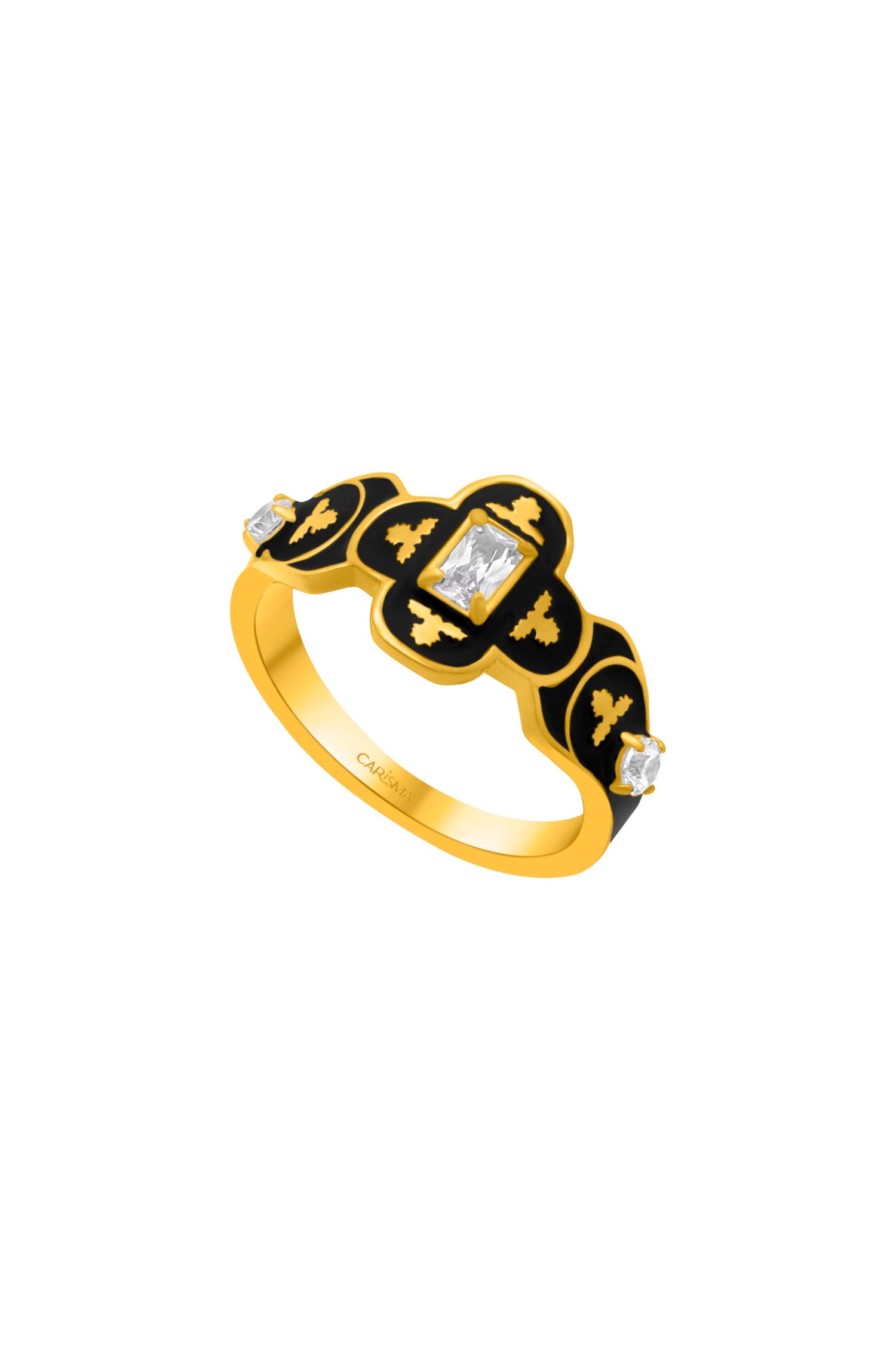 Royal Tile Black Enamel Ring