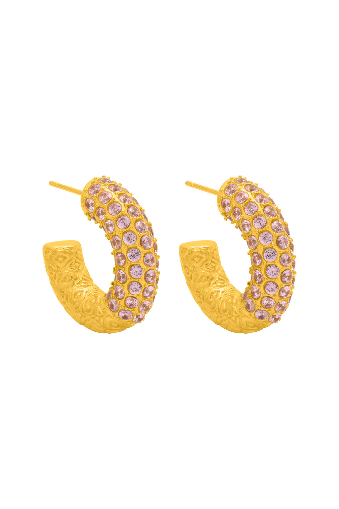 Blush Pavé Patterned Hoop Earring Set