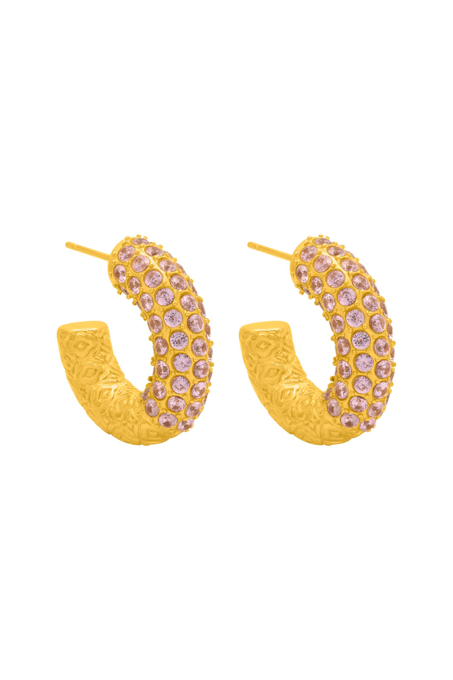 Blush Pavé Patterned Hoop Earring Set