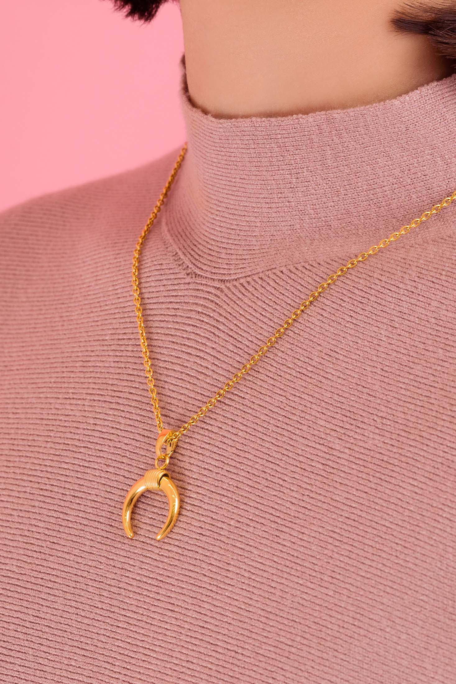 Crescent Horn Charm Pendant Earring Set