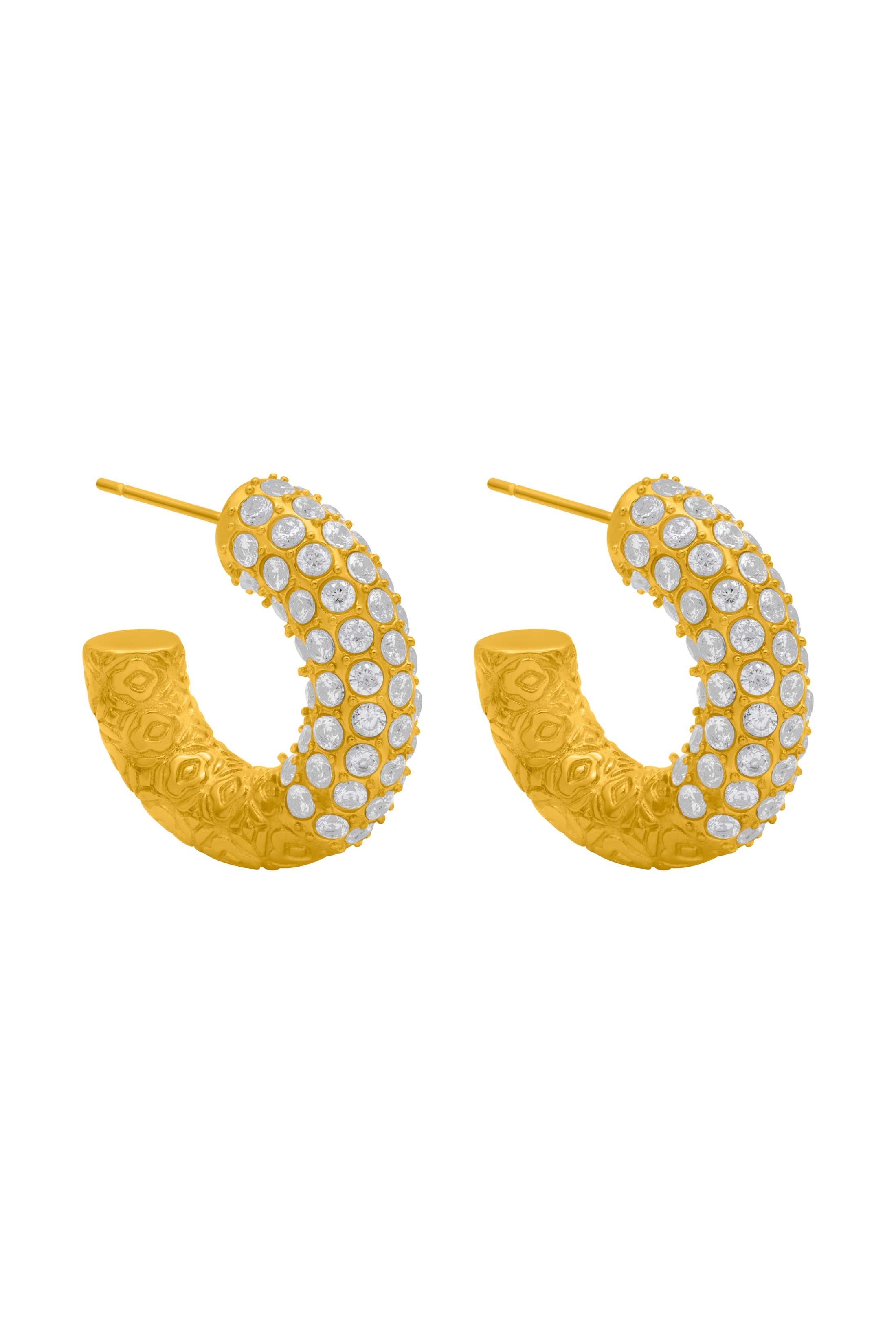 Clear Pavé Patterned Hoop Earring Set