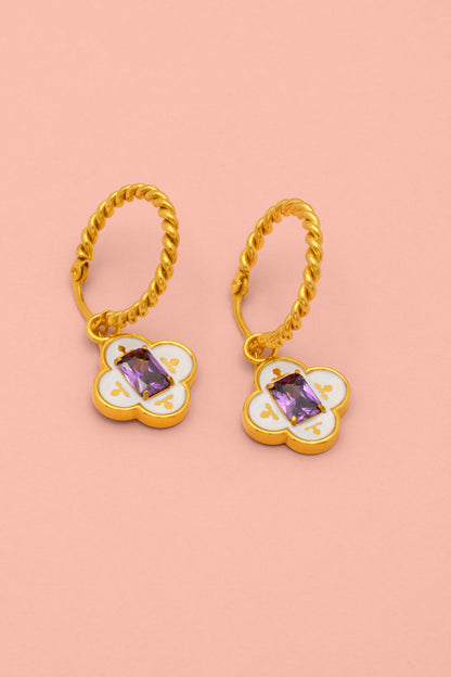Maltese Tile Royal Purple Pendant Earring Gift Set