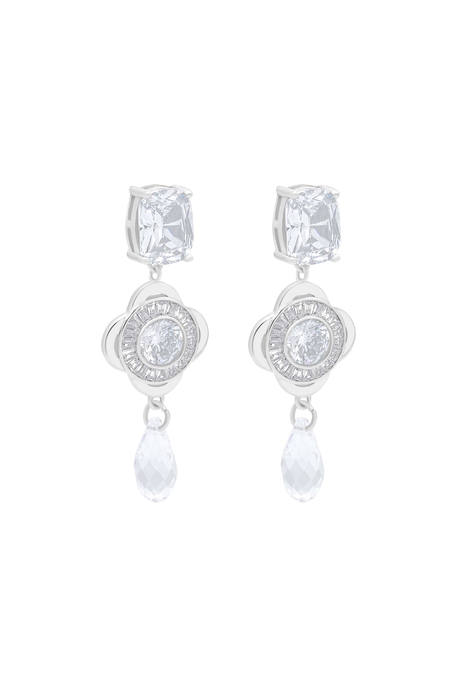 Crystal Bridal Drop Stud Earring Set