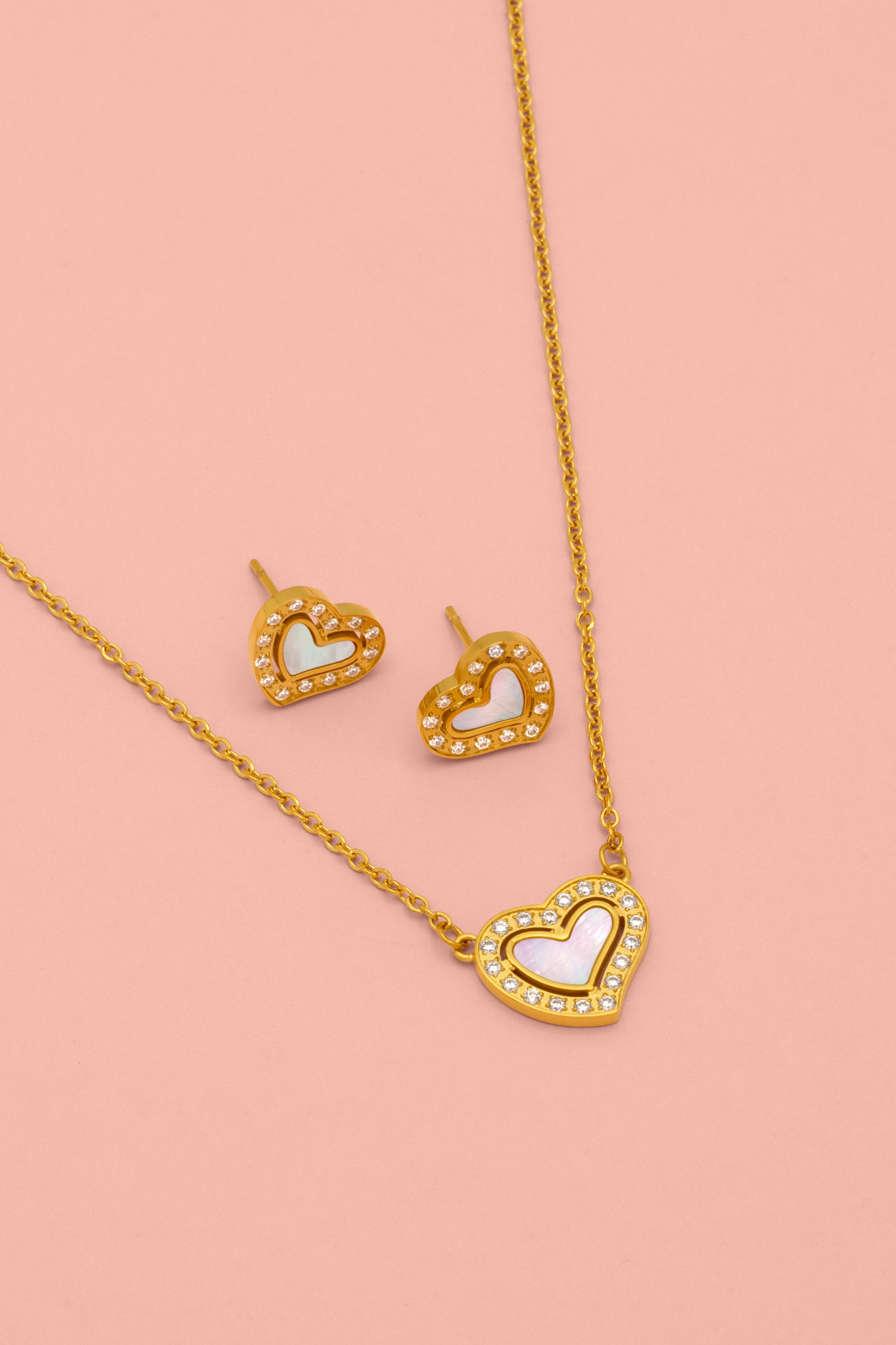 Cuore Necklace &amp; Stud Earring Gift Set