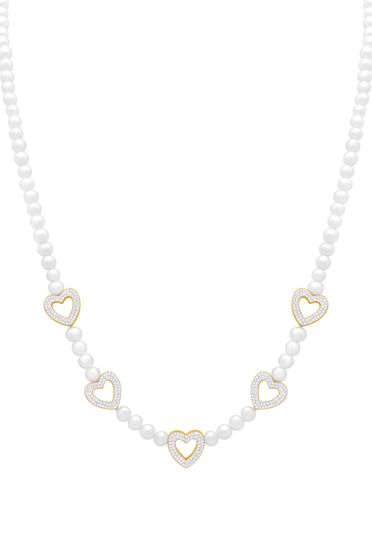 Freshwater Pearl Heart Pavé Necklace