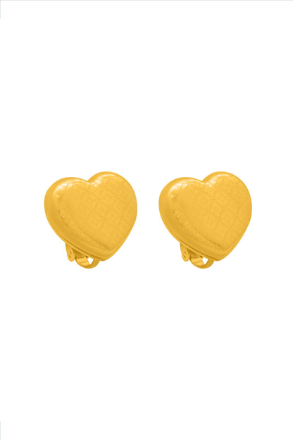 Tiled Heart Clip-On Stud Earring Set