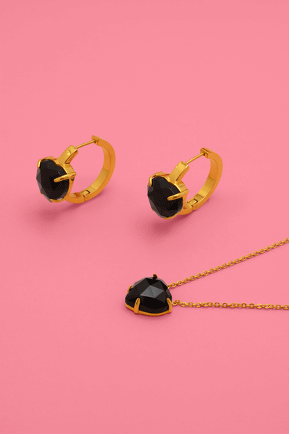 Stone Station Qalbi Hoop Earrings &amp; Necklace Gift Set