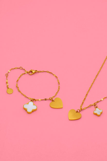 Engravable Heart Agate Necklace &amp; Bracelet Gift Set