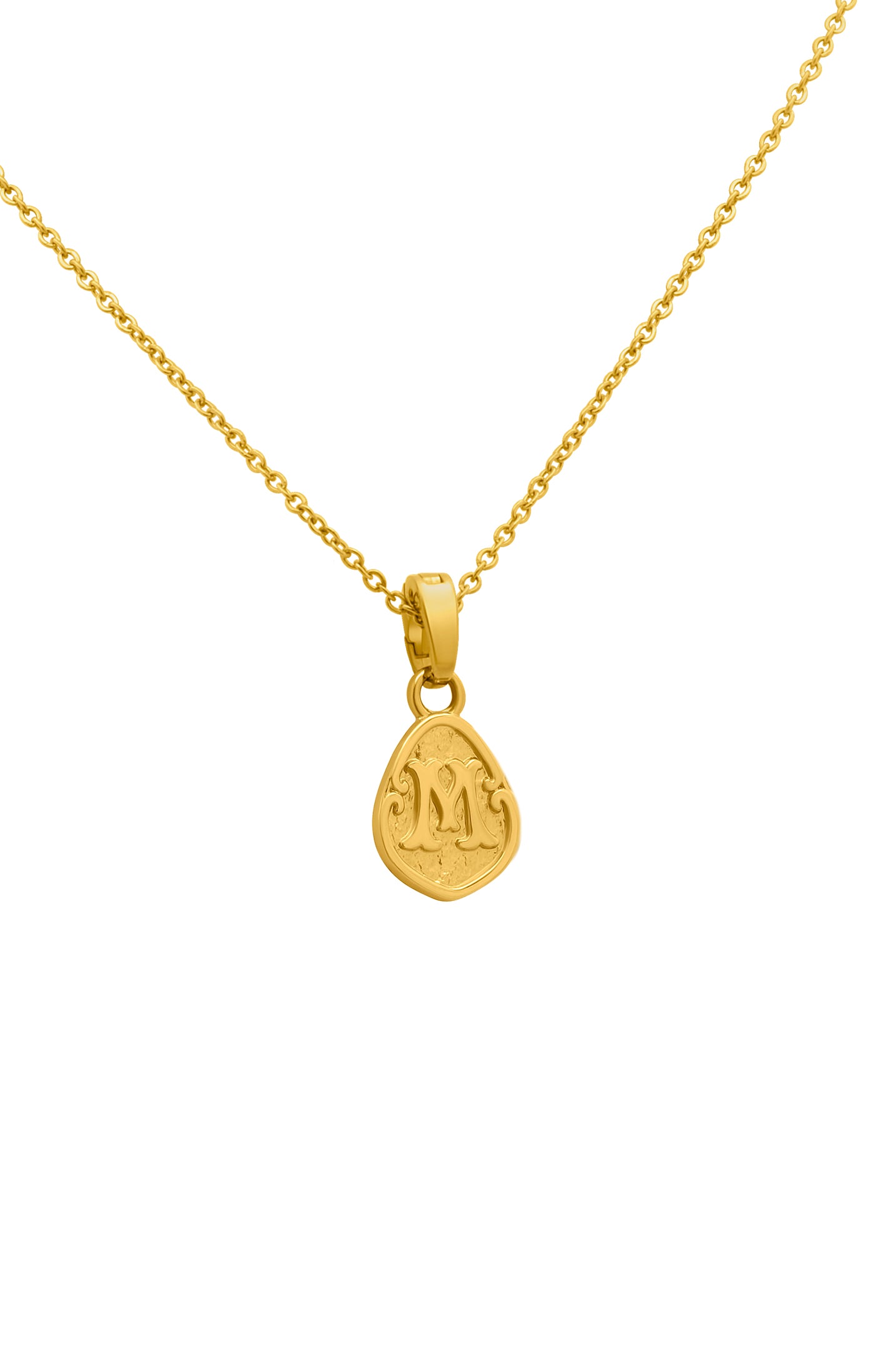 &quot;M&quot; Tberfil Letter Pendant with Petite Adjustable Chain Necklace