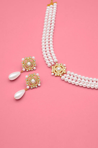 Perla Melodija Drop Stud Earrings &amp; Necklace Gift Set