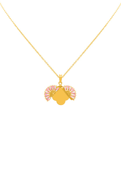 Gerbera Glow Stud Earrings &amp; Engravable Necklace Gift Set