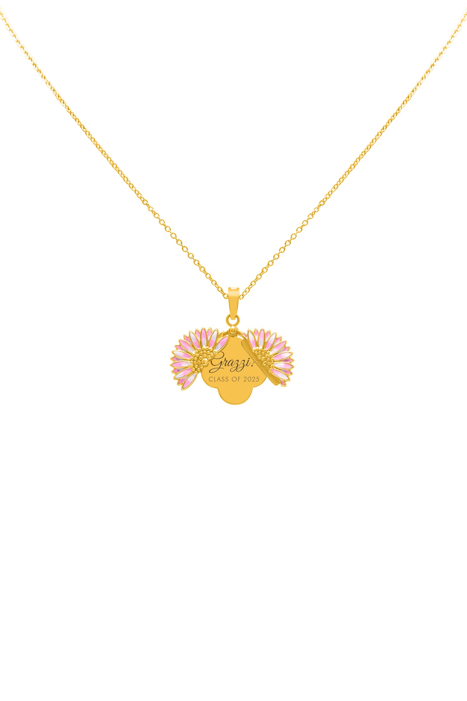 Gerbera Glow Stud Earrings &amp; Engravable Necklace Gift Set