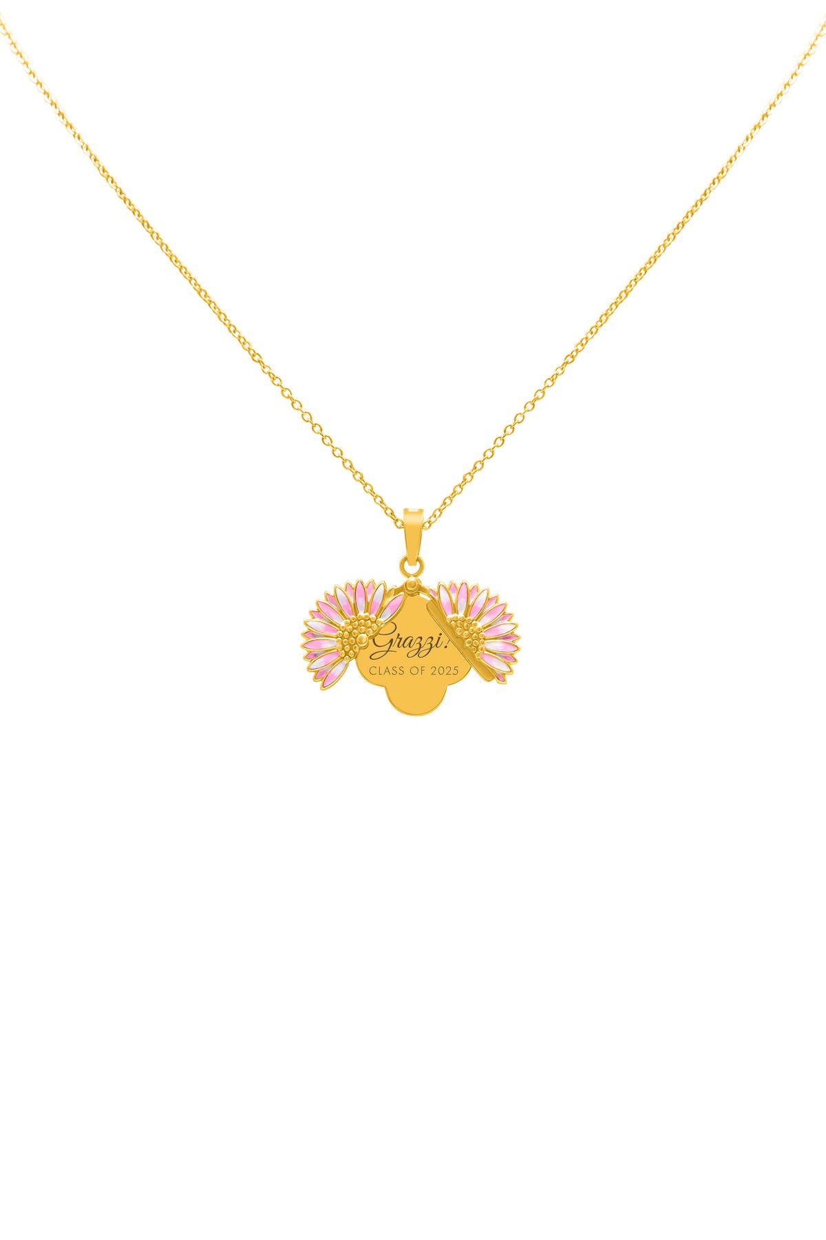 Gerbera Glow Stud Earrings &amp; Engravable Necklace Gift Set