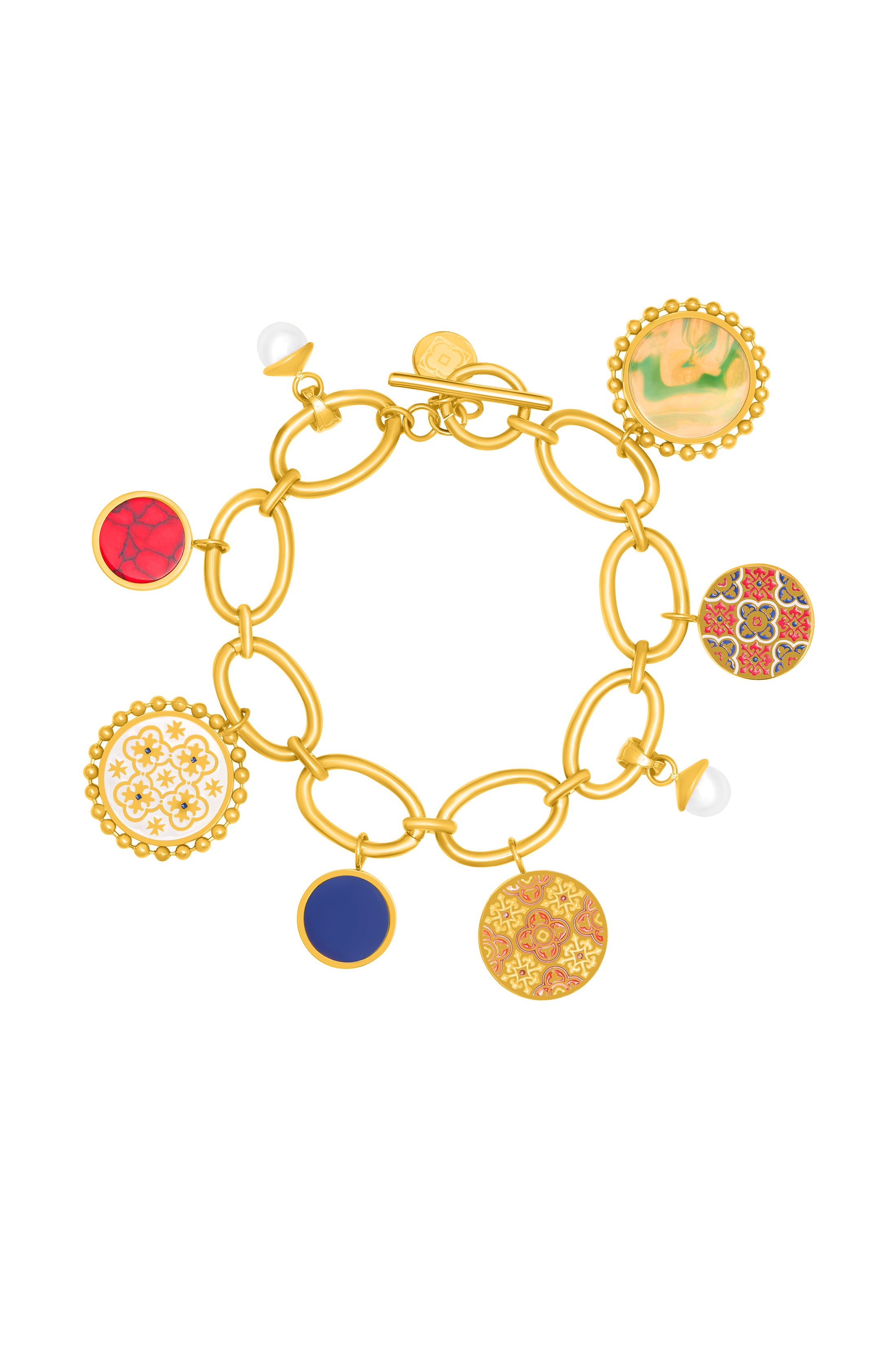 Maltese Tile &amp; Stone Charm Bracelet