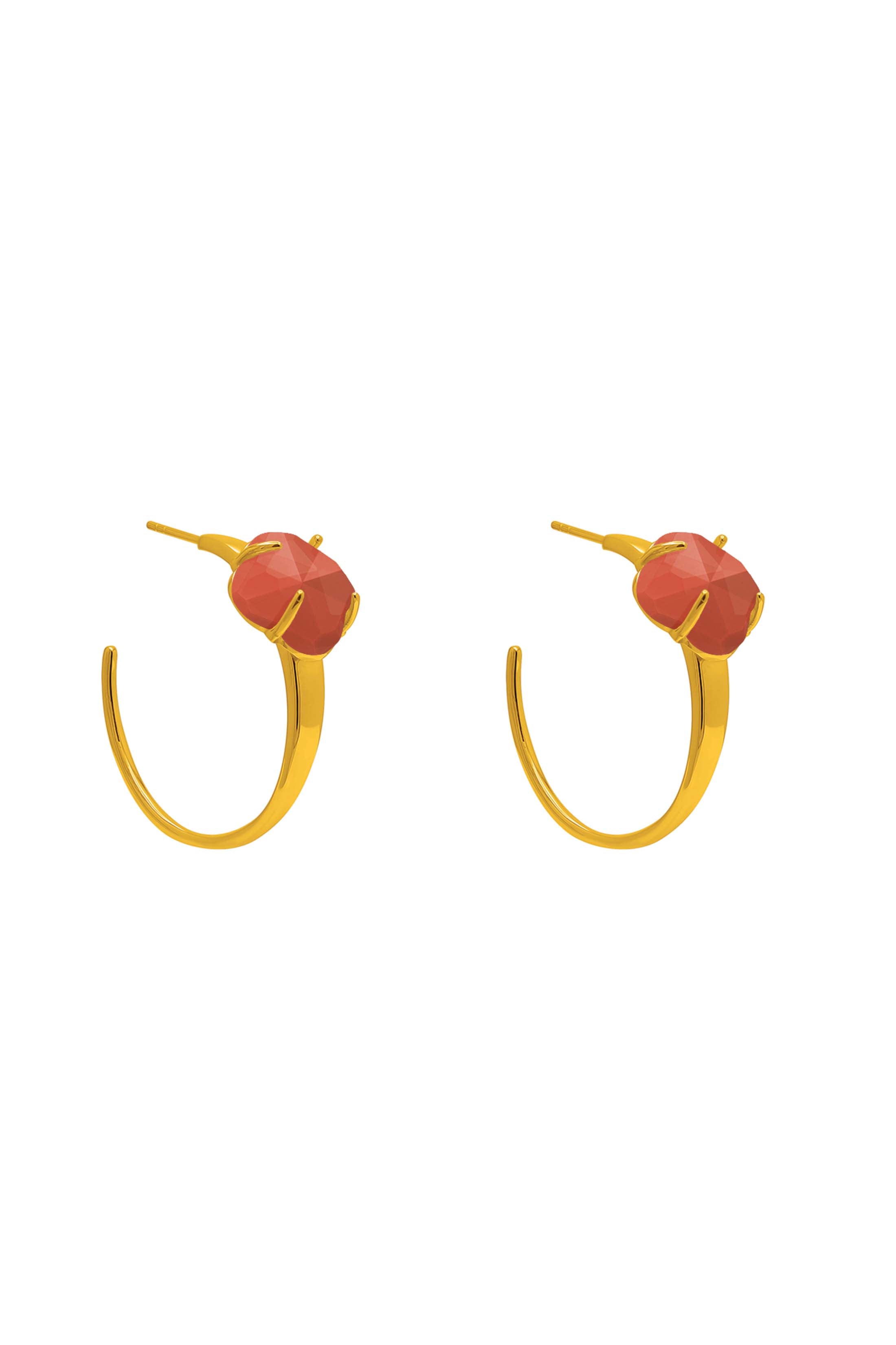 Stone Station Coral Stone Petite Hoop Earring Set