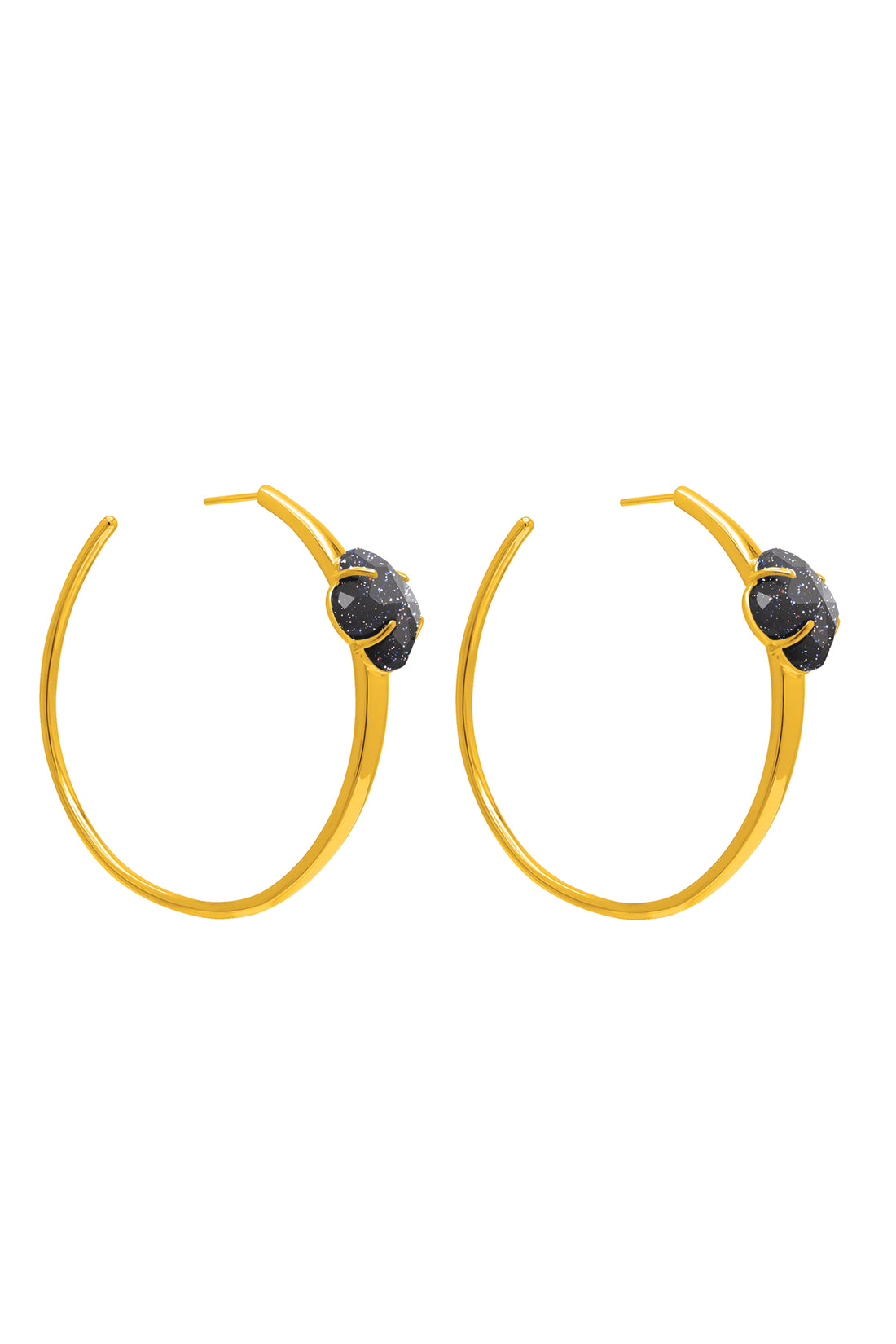 Stone Station Midnight Sparkle Stone Oversized Hoop Earring Set