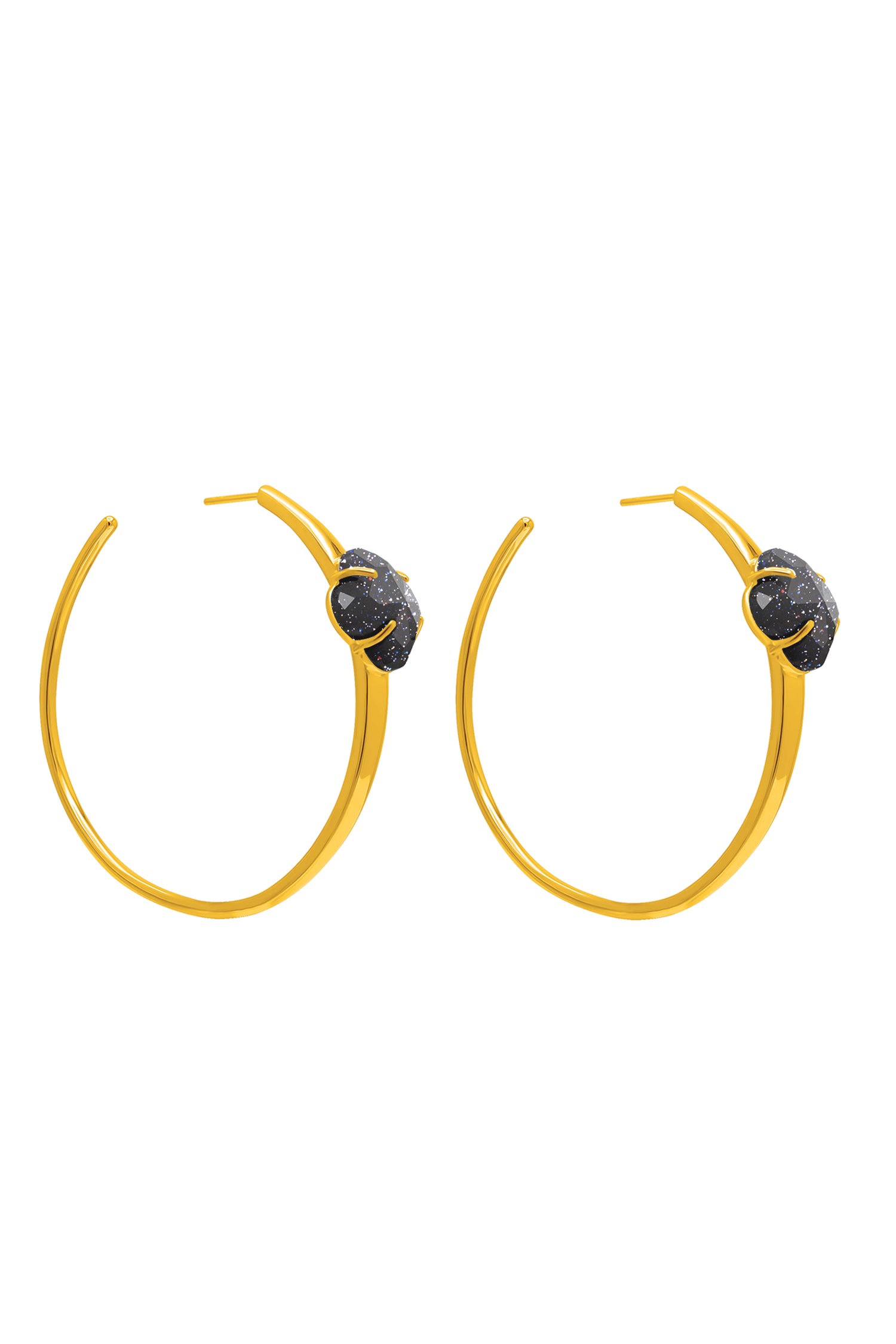 Stone Station Midnight Sparkle Stone Oversized Hoop Earring Set