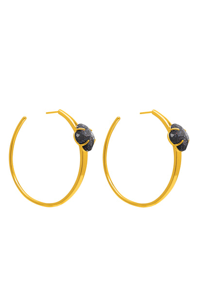 Stone Station Midnight Sparkle Stone Oversized Hoop Earring Set